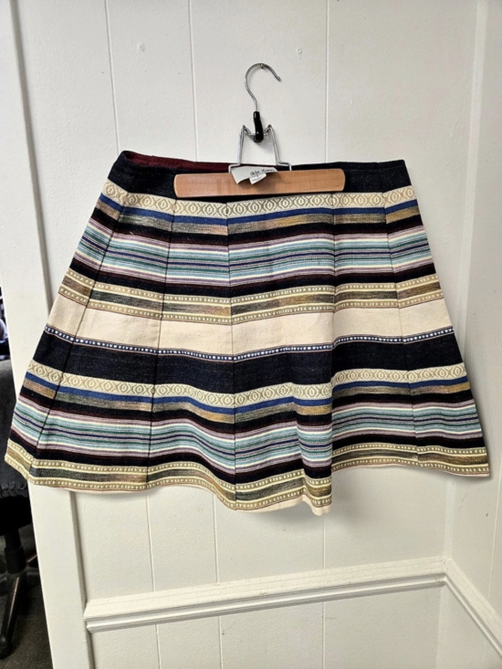 Chloe Oliver Striped Mini Skirt in Blue Size 4